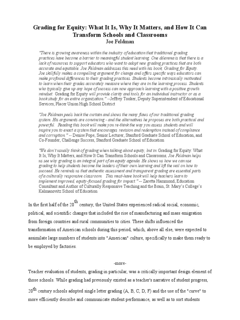 Grading For Equity: What It Is, Why It Matters, and How It Can ...
