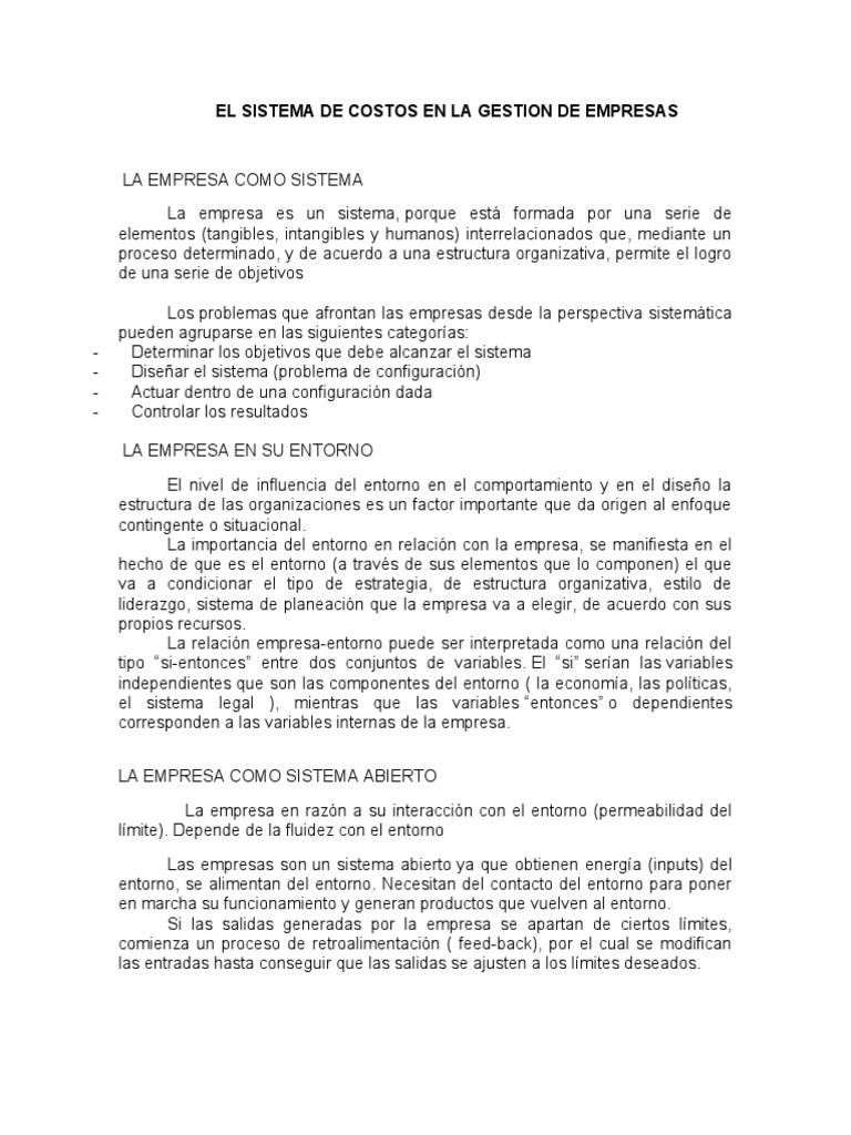 Sistema de Costos en la Gestión Empresarial | PDF | Empresas | Contabilidad