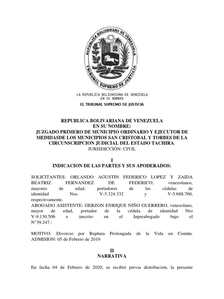 Modelo de Sentencia Definitiva | PDF | Divorcio | Instituciones ...