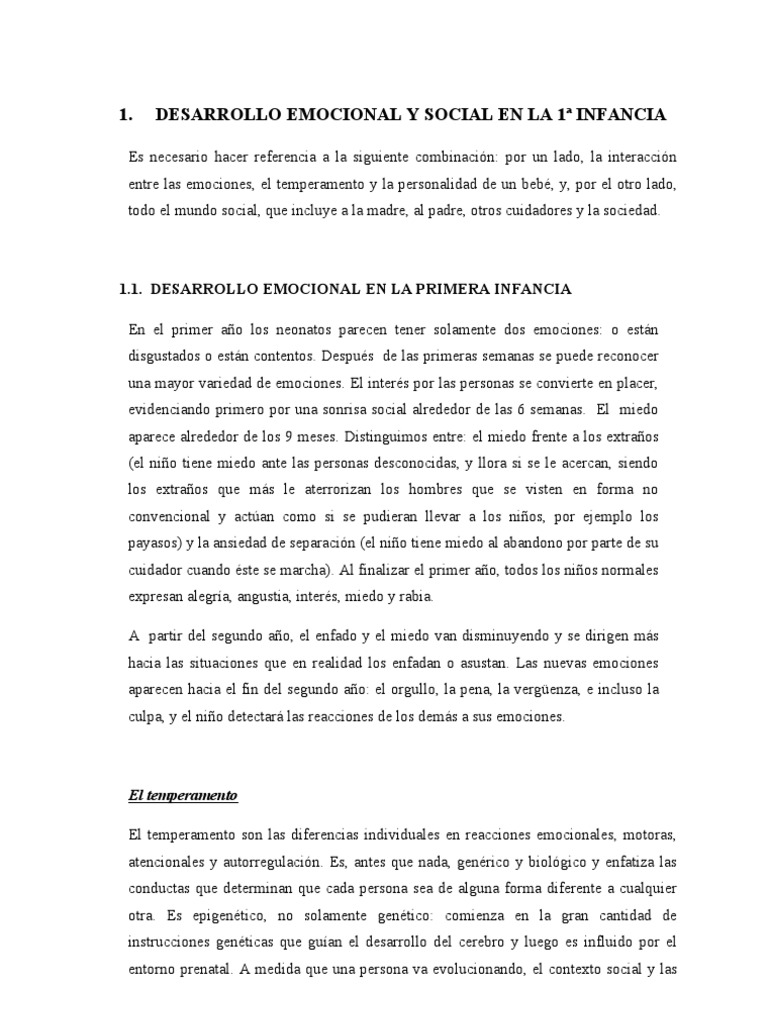 Desarrollo Emocional Infantil | PDF | Teoría de apego | Las emociones