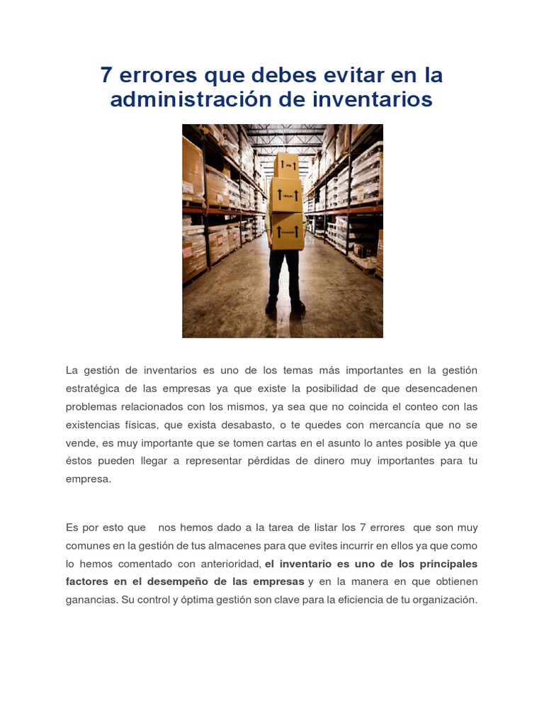 Errores en la gestión de inventarios | PDF | Inventario | Empresas