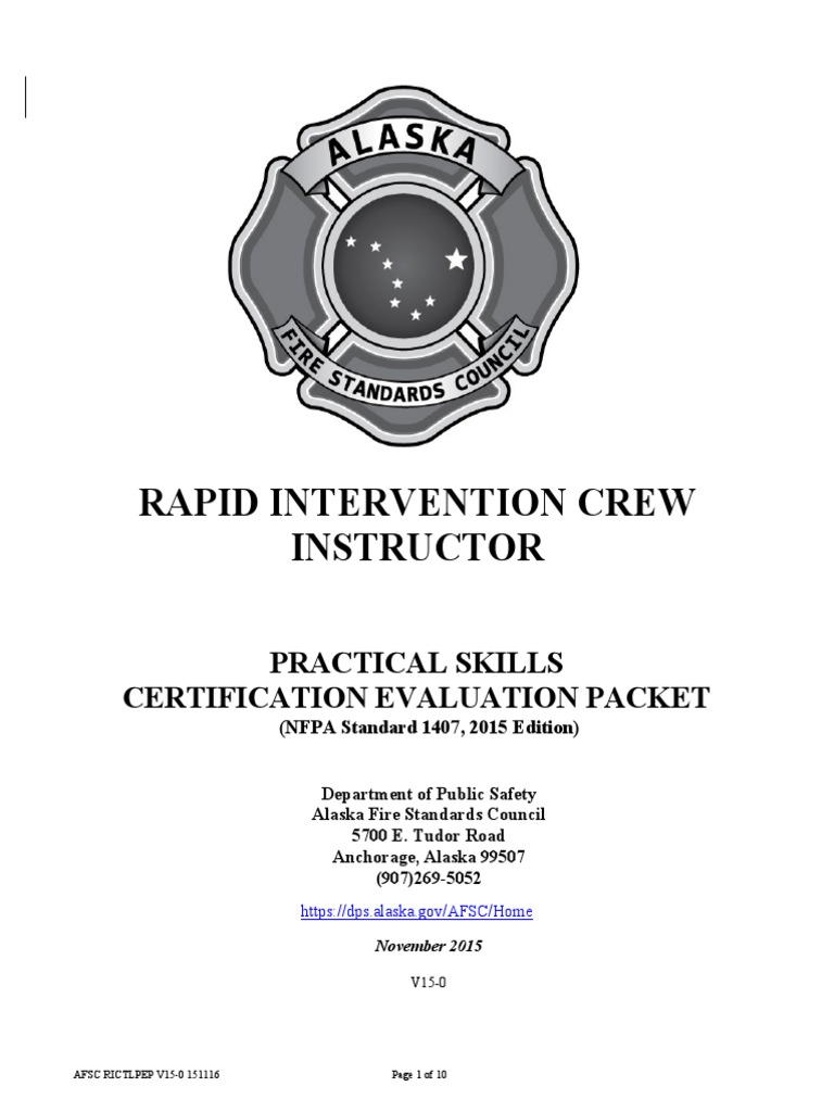 Rapid Intervention Crew Instructor: Practical Skills Certification ...