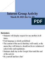 Interest Group Activity: March 30, 2021 (For Gr. 10)