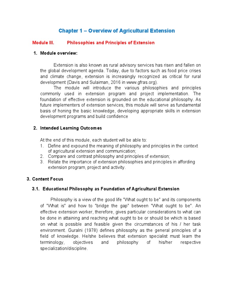 Agricultural Extension: Philosophy & Principles | PDF | Leadership ...