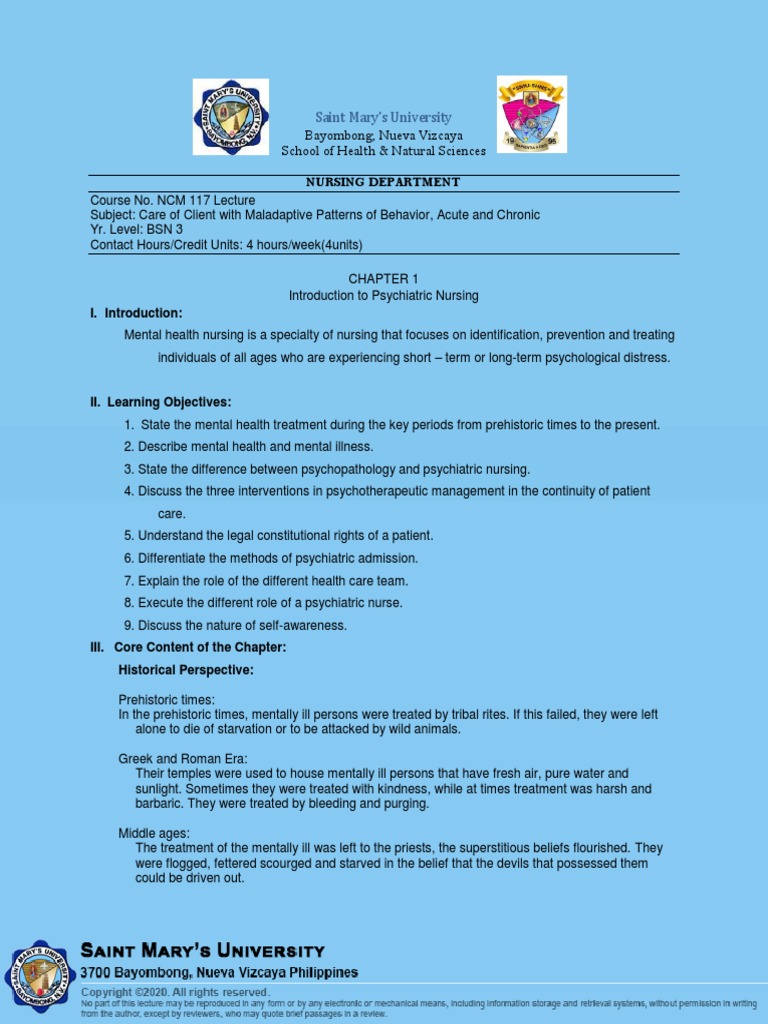 Introduction to Psychiatric Nursing | PDF | Mental Health | Mental Disorder