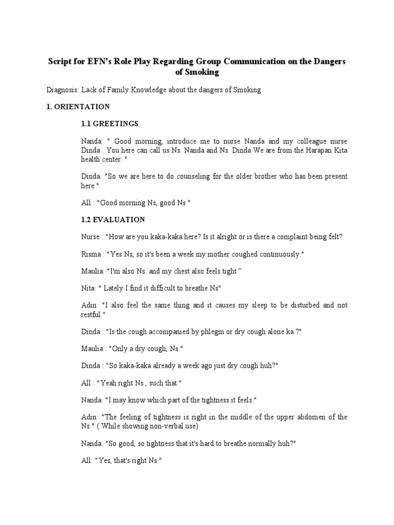 Role Play on Smoking Dangers | PDF | Cigarette