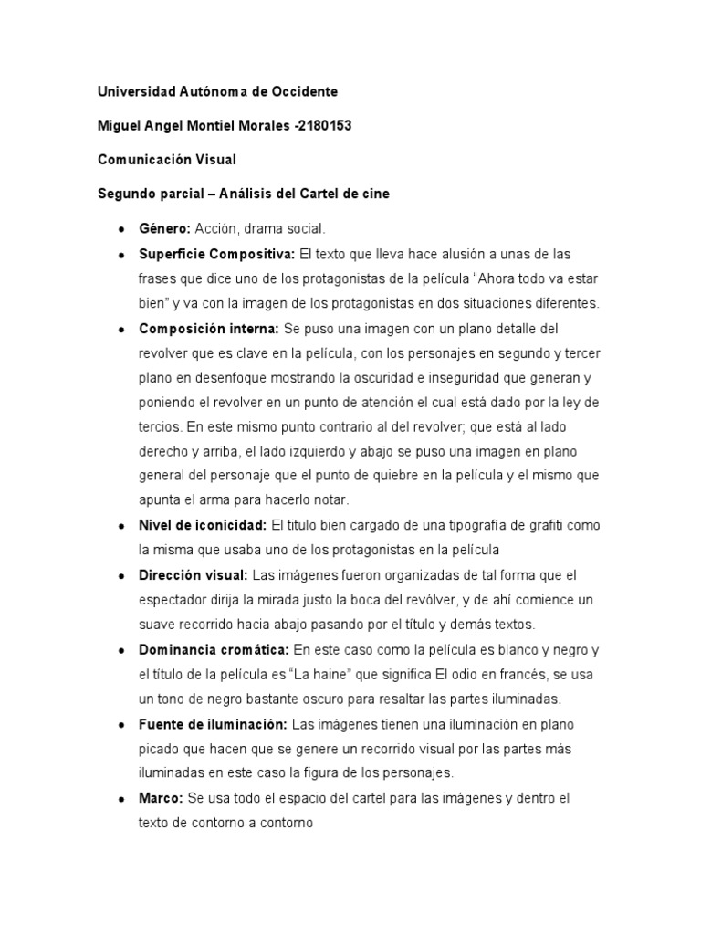 Analisis Cartel de Cine PDF Tipografía