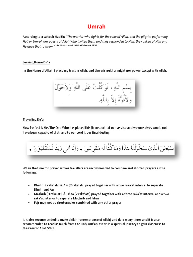 Steps and Duas for Performing Umrah | PDF | Hajj | Muhammad