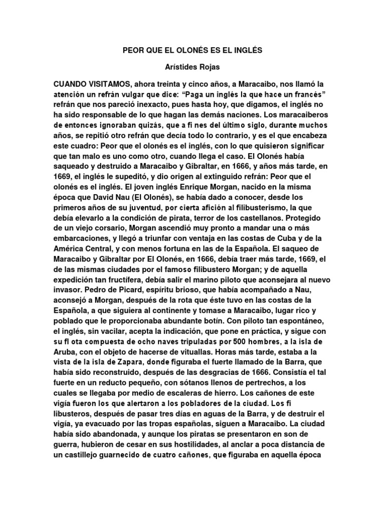 Peor que el Olonés: El inglés en Maracaibo | PDF | Piratería | Guerra Naval