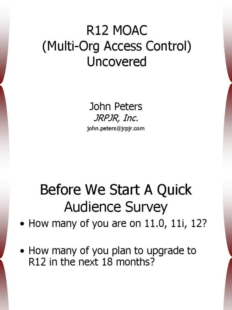 R12 Moac (Multi-Org Access Control) Uncovered: John Peters | PDF