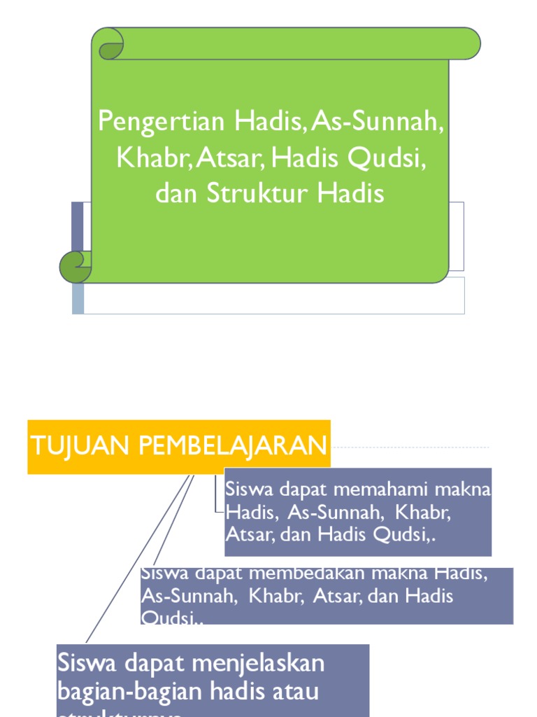 Pengertian Hadis, Khabar, Atsar, Dan Hadis Qudsi Dan Struktur Hadis | PDF