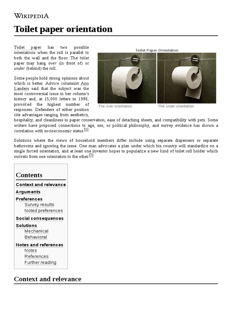 Toilet Paper Orientation Under (Behind) The Roll PDF