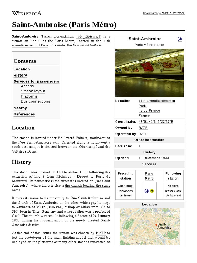 SaintAmbroise_(Paris_Métro) PDF Rapid Transit Rail Transport