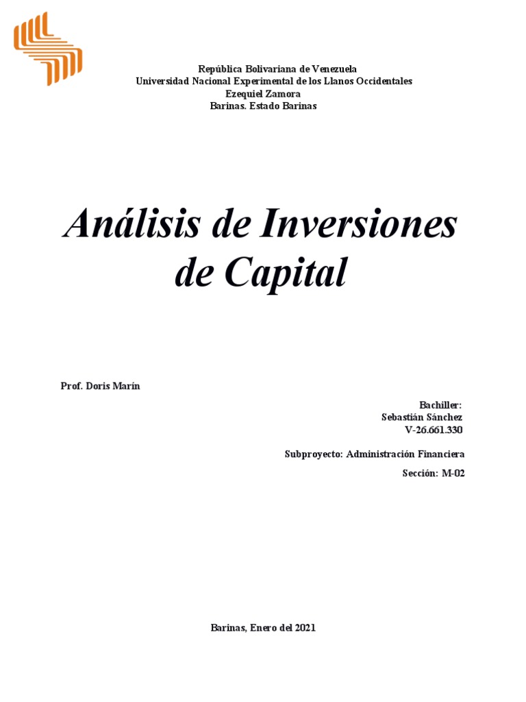 Análisis de Inversiones de Capital en Empresas | PDF | Inversiones ...