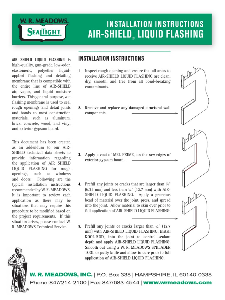 AirShield Liquid Flashing Installation Instructions PDF Drywall