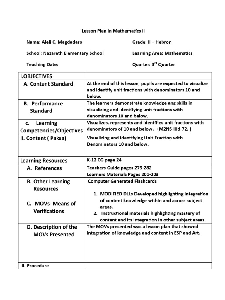 Lesson Plan in Math 2 | PDF | Lesson Plan | Applied Psychology