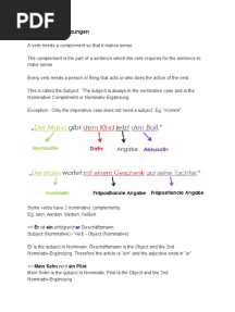 German Grammar - Nominativ Ergänzungen
