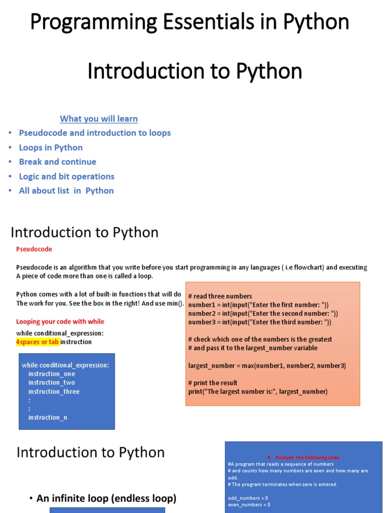 Programming Essentials in Python Introduction To Python: What You Will ...