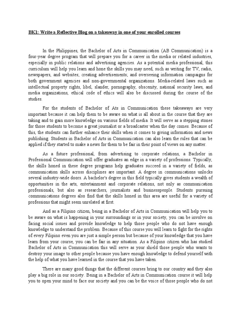 REFLECTIVE BLOG - Gulfan, Ma. Wylene O. | PDF | Bachelor's Degree ...