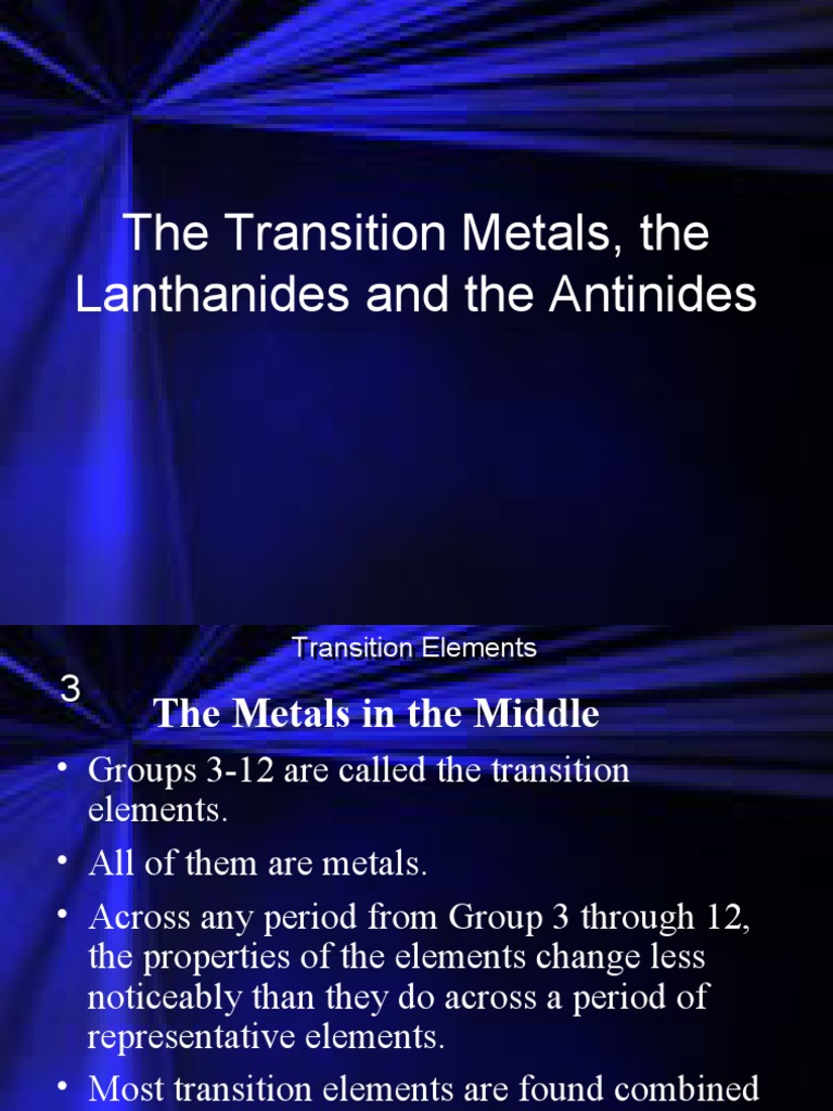 The Transition Metals The Lanthanides And The Antinides Pdf