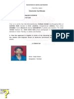 Domicile Certificate: (Tehsil Office - Majalta)
