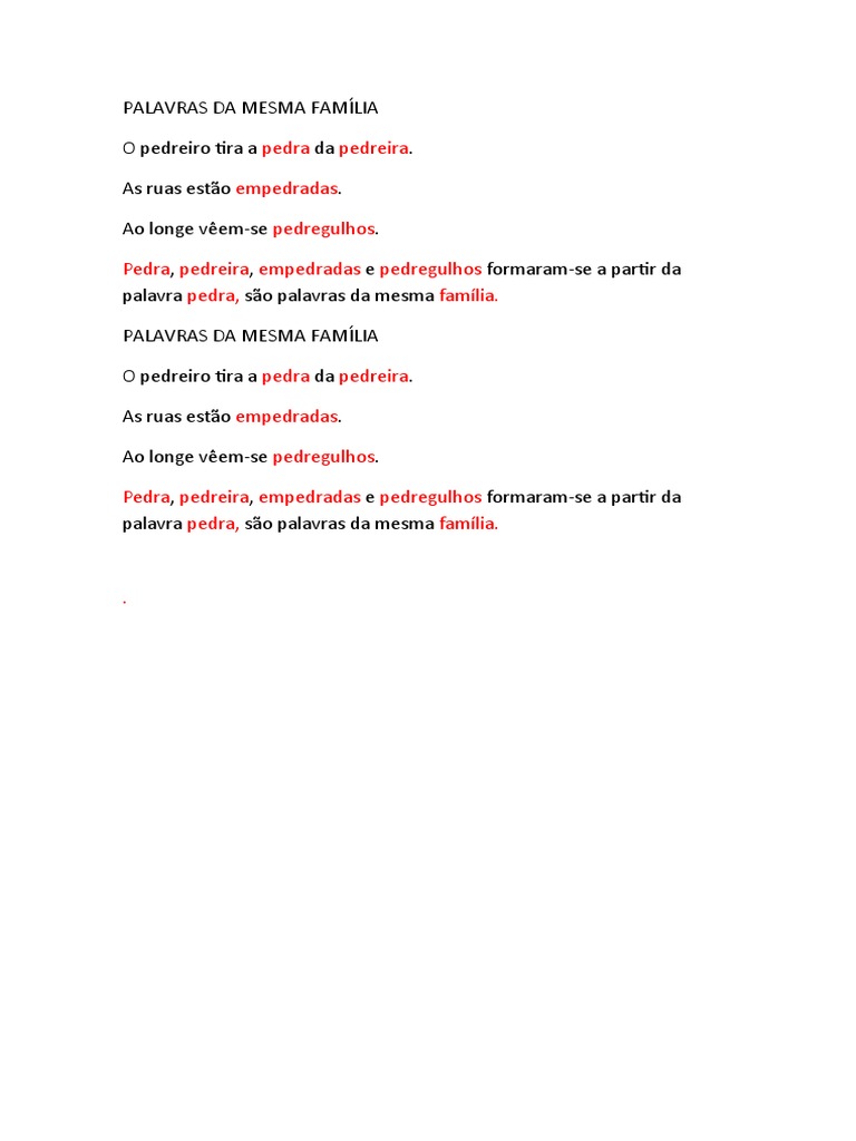 Palavras Da Mesma Família | PDF