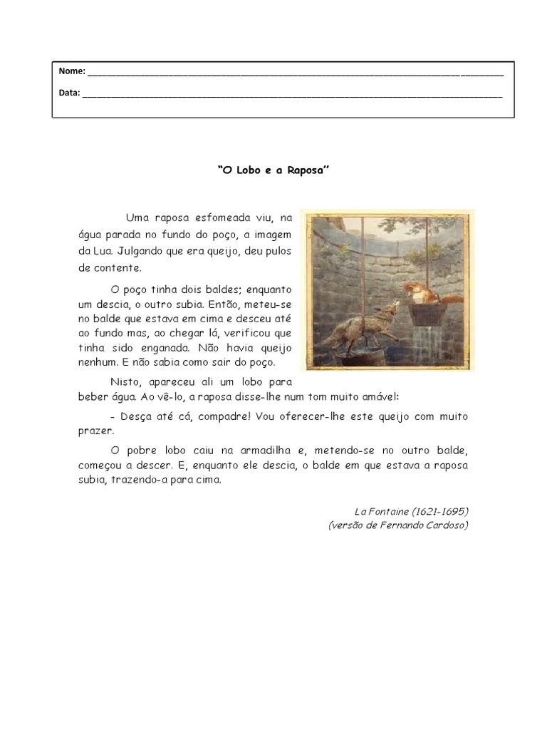 Fábula A Lobo e A Raposa | PDF