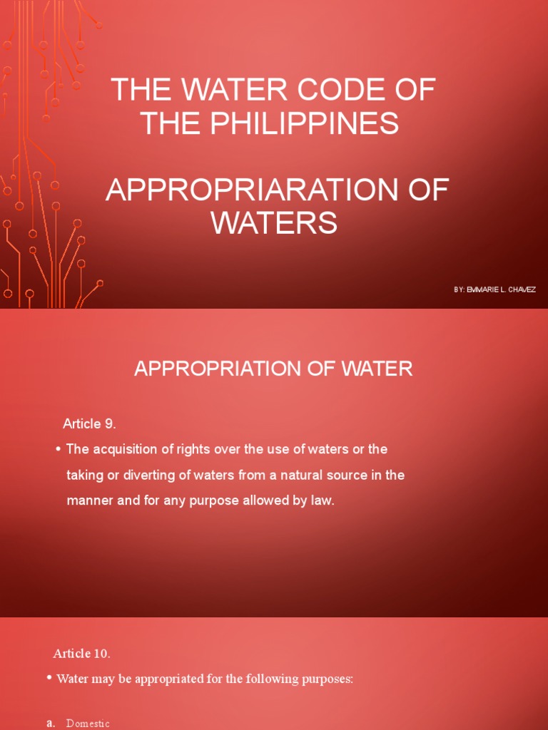 The Water Code of The Philippines Appropriaration of Waters: By ...