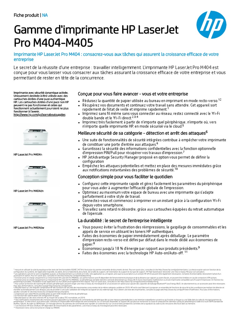 Imprimante 404 DN | PDF | Imprimante (Informatique) | Sécurité de la couche  de transport