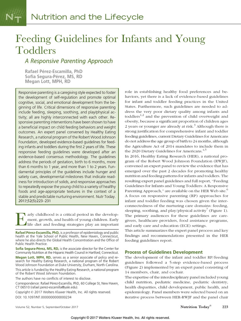 Feeding Guidelines For Infants and Young Toddlers Nutrition and The
