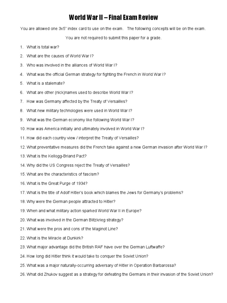 World War II - Final Exam Review | PDF | Iwo Jima | World War II