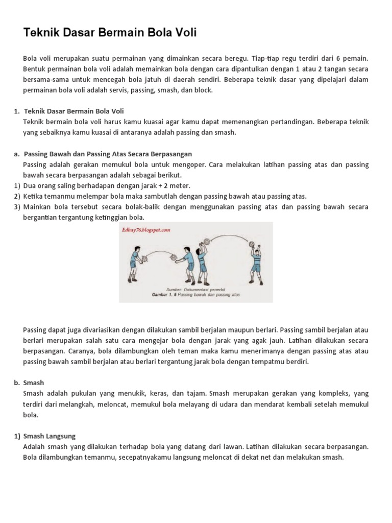 Teknik Dasar Bermain Bola Voli Pdf