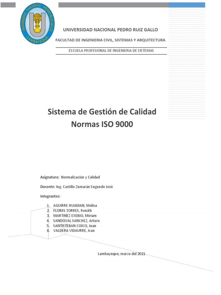 Sistema de Gestión de Calidad - Norma ISO 9000 | PDF | Gestión de la ...