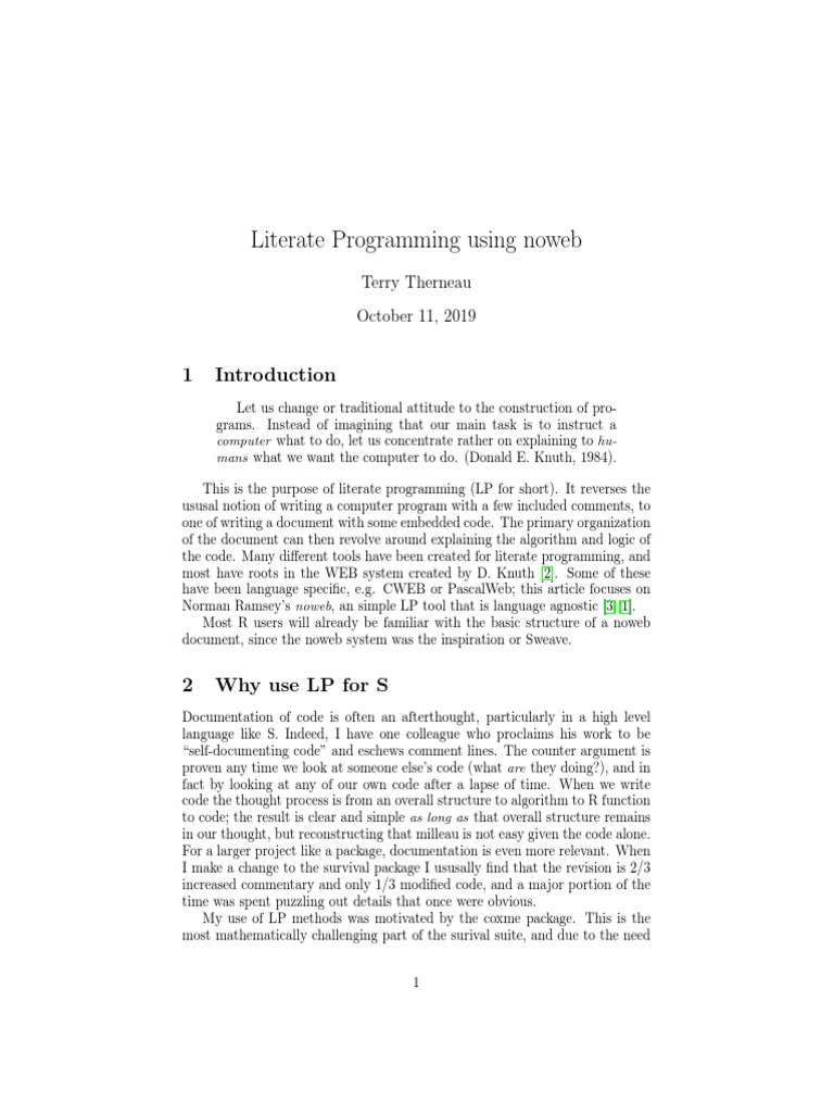 Literate Programming using noweb: Documentation of R code through ...