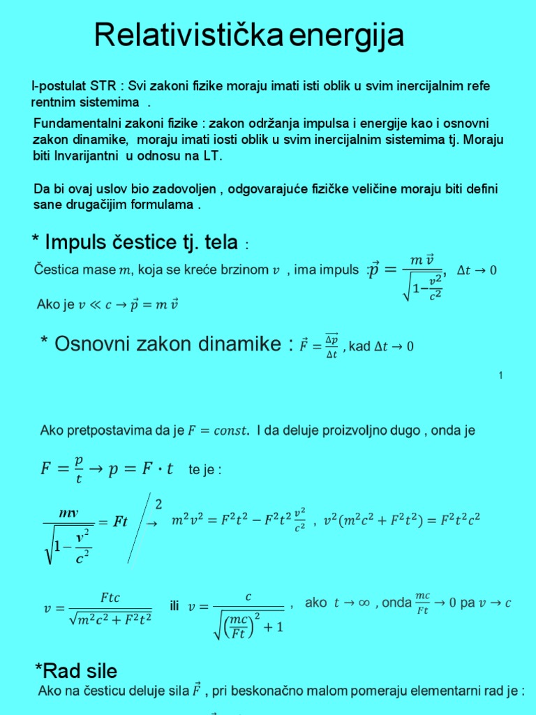 10 Relativisticka Energija PDF