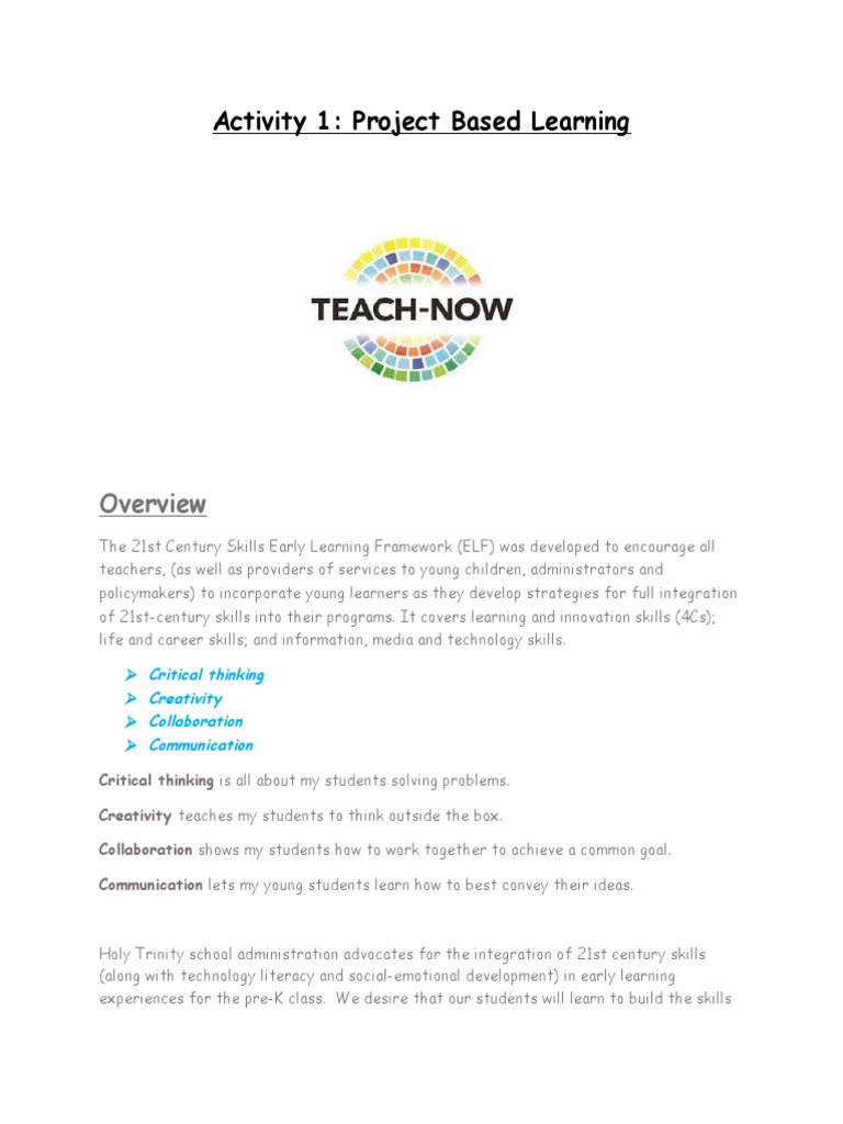 Project-Based Learning in Pre-K Education | PDF | Project Based ...