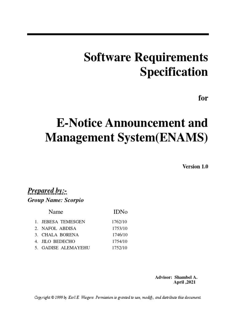 E-Notice Announcement and Management System SRS | PDF | User (Computing ...