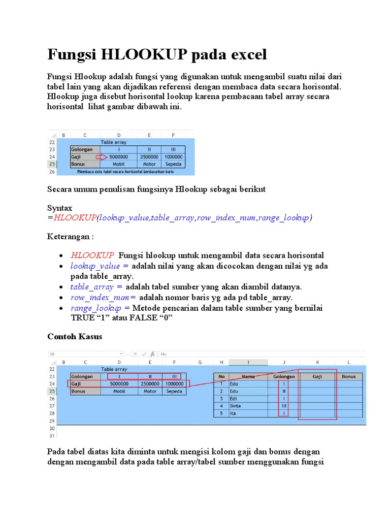 Panduan Lengkap Fungsi HLOOKUP Excel | PDF | Metode & Bahan Ajar