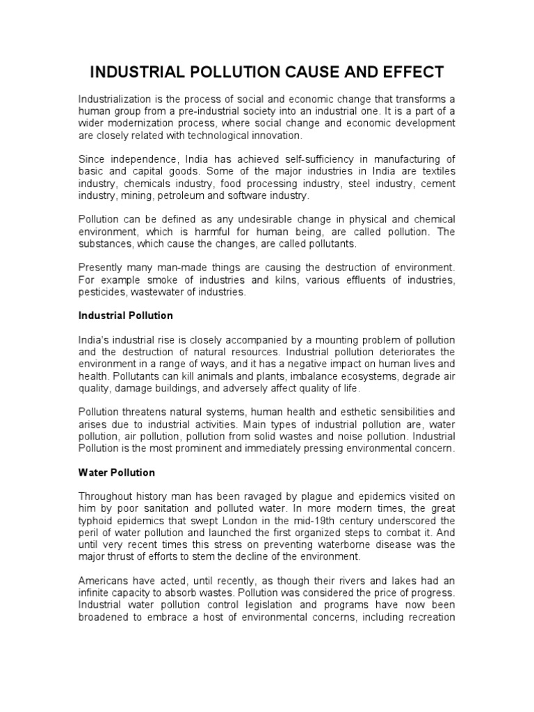 Industrial Pollution Cause and Effect | PDF | Pollution | Combustion