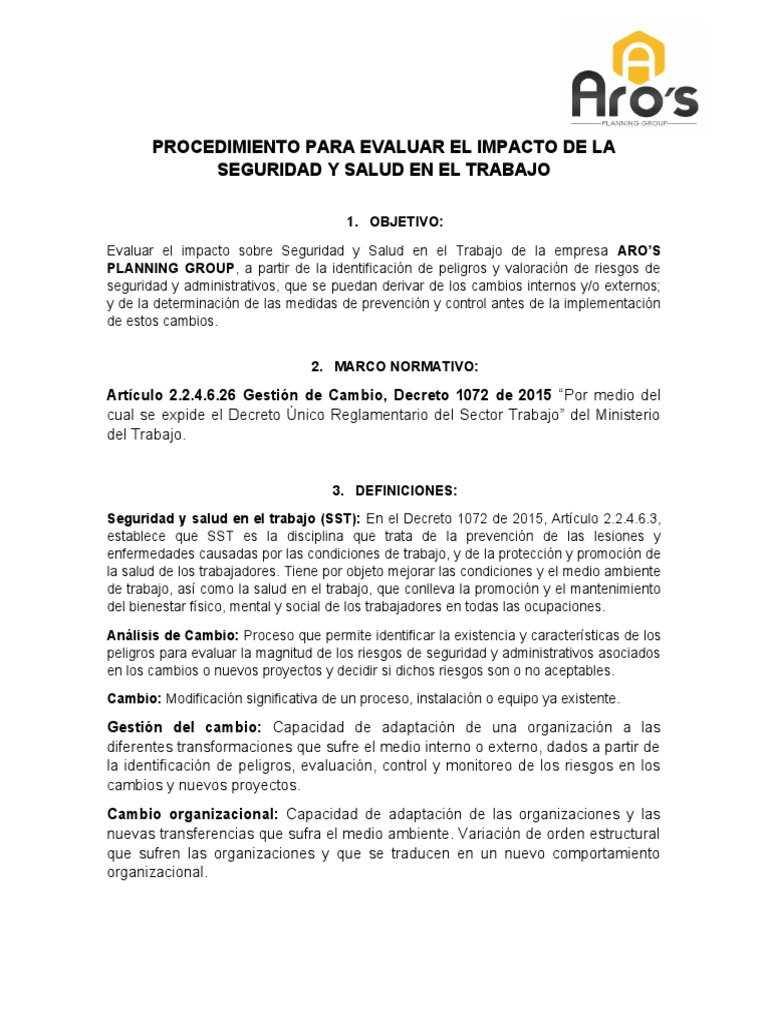 Evaluación de Impacto en Seguridad Laboral | PDF | Seguridad y salud ...