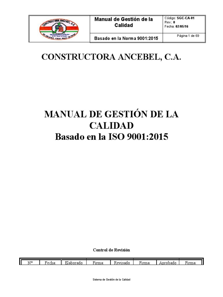 Manual de Gestión de La Calidad | PDF | Sistema de manejo de calidad ...