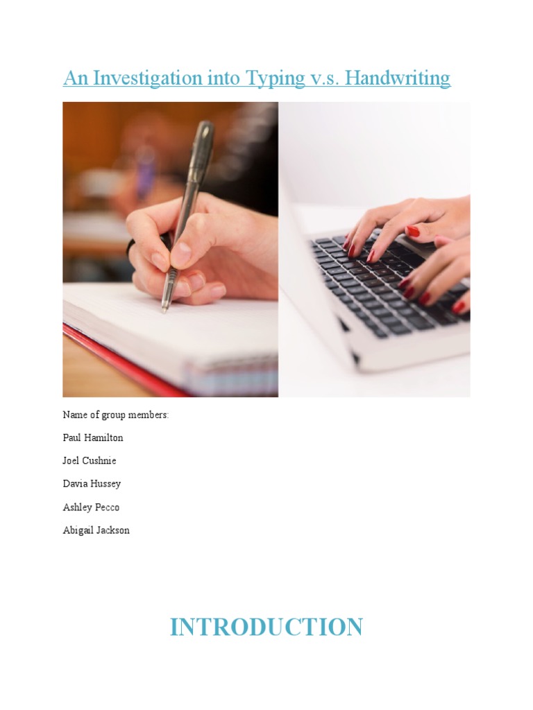 Comparing Typing and Handwriting: An Analysis of Speed, Effectiveness ...