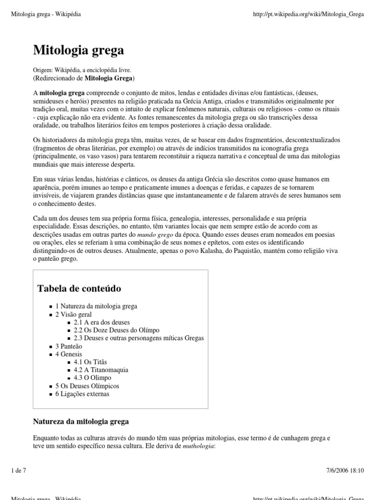 Introdução à Mitologia Grega | PDF | Mitologia grega | Zeus