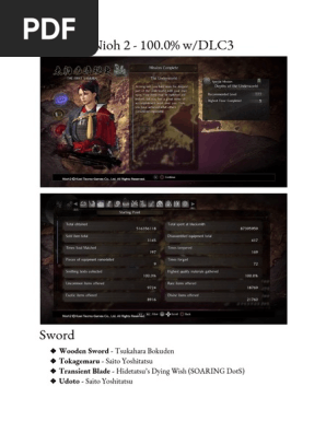 Nioh 1 & 2 All Smithing Texts