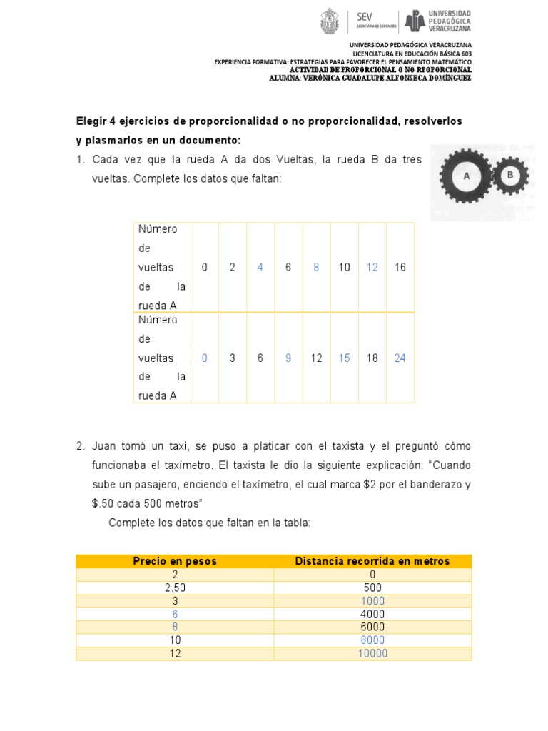 Proporcional o No Proporcional | PDF | Science | Enseñanza de matemática