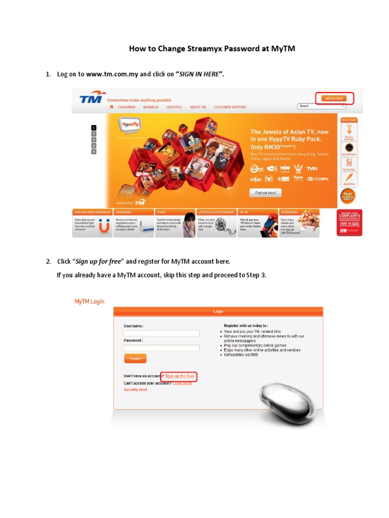 Change Streamyx Password Guide | PDF | Finance & Money Management