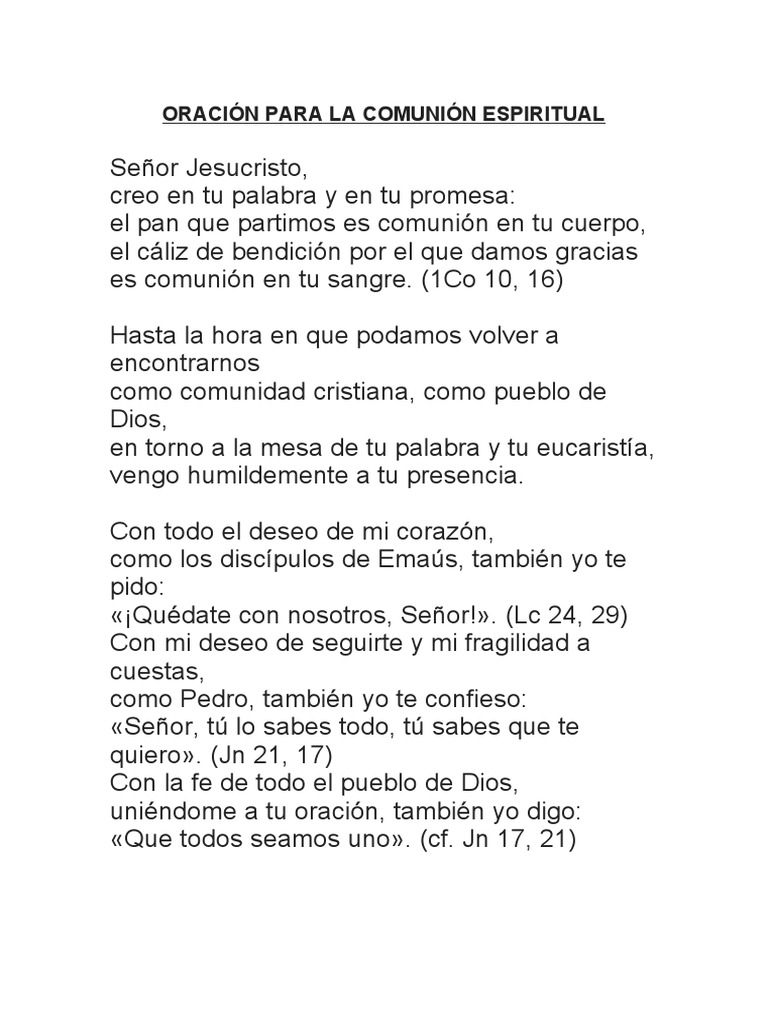 Oración para La Comunión Espiritual | PDF