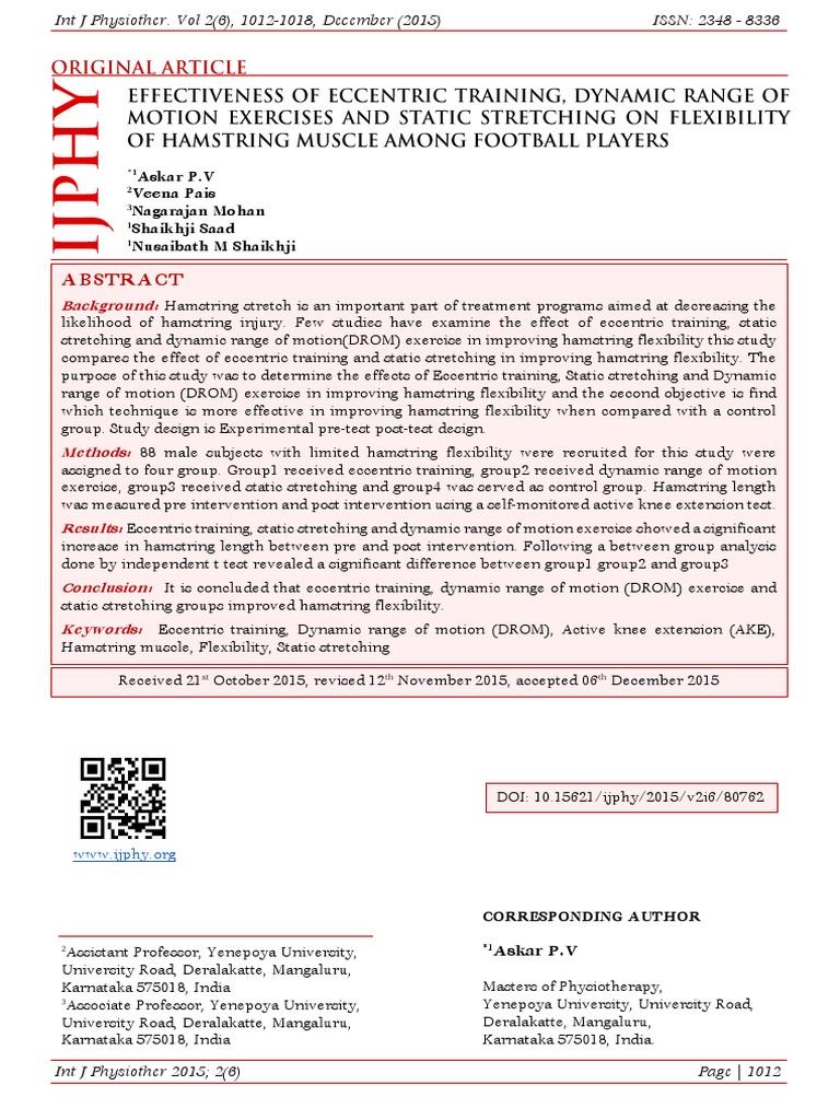 Eccentric vs. Stretching for Hamstring Flexibility | PDF | Anatomical ...
