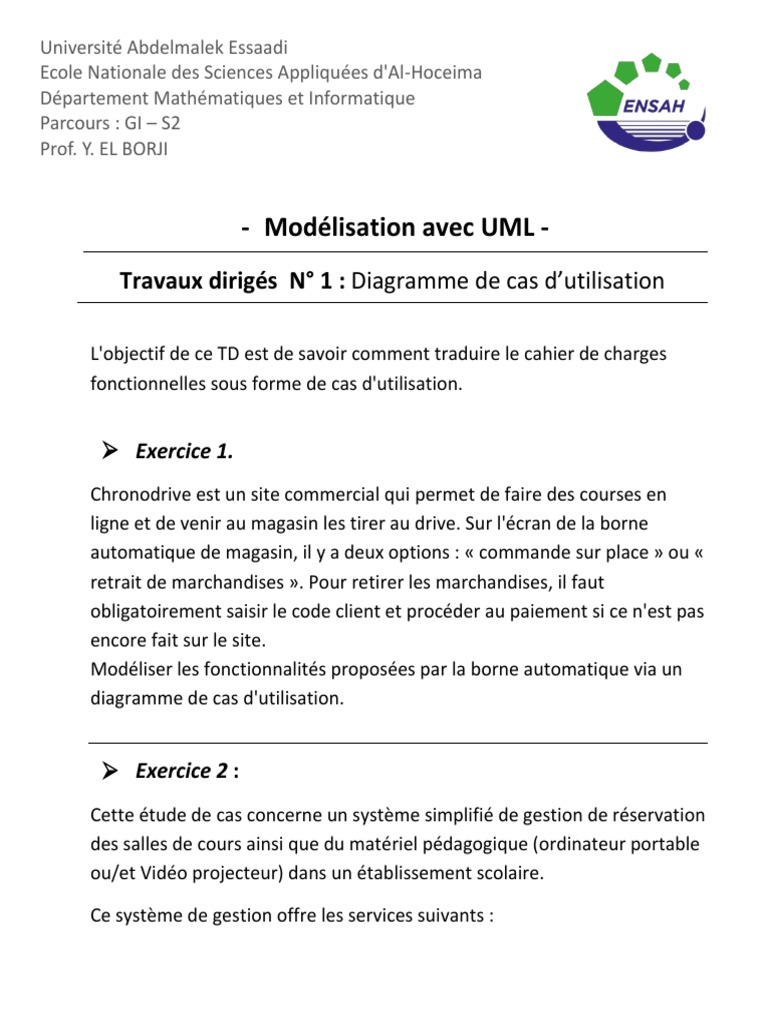 Exercice Corrigé Uml Etude De Cas Gestion D Une Bibliothèque TD 1 | PDF | Cas d'utilisation | Bibliothécaire
