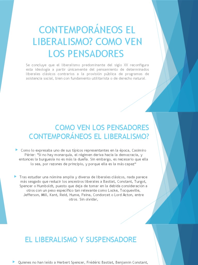 Como Ven Los Pensadores Contemporáneos El Liberalismo PDF